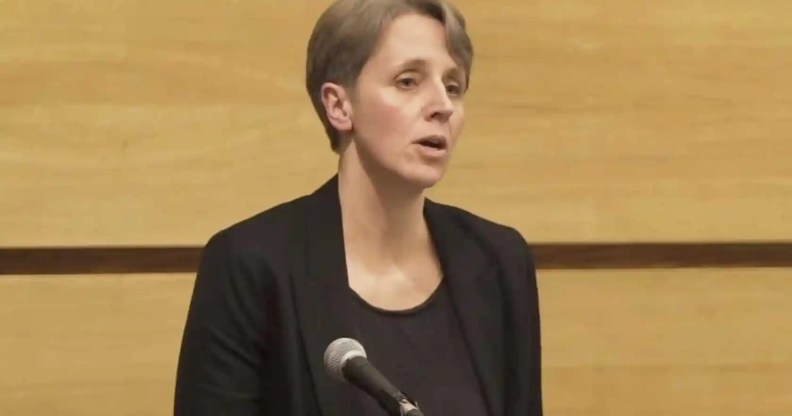 Kathleen Stock speaking at a university debate