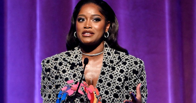 Keke Palmer accepts honour at the LA LGBT Center Awards as she discussed her identity.