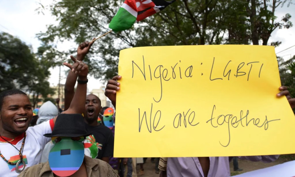 Protests outside the Nigerian High Commission in Nairobi against Nigerian anti-gay law