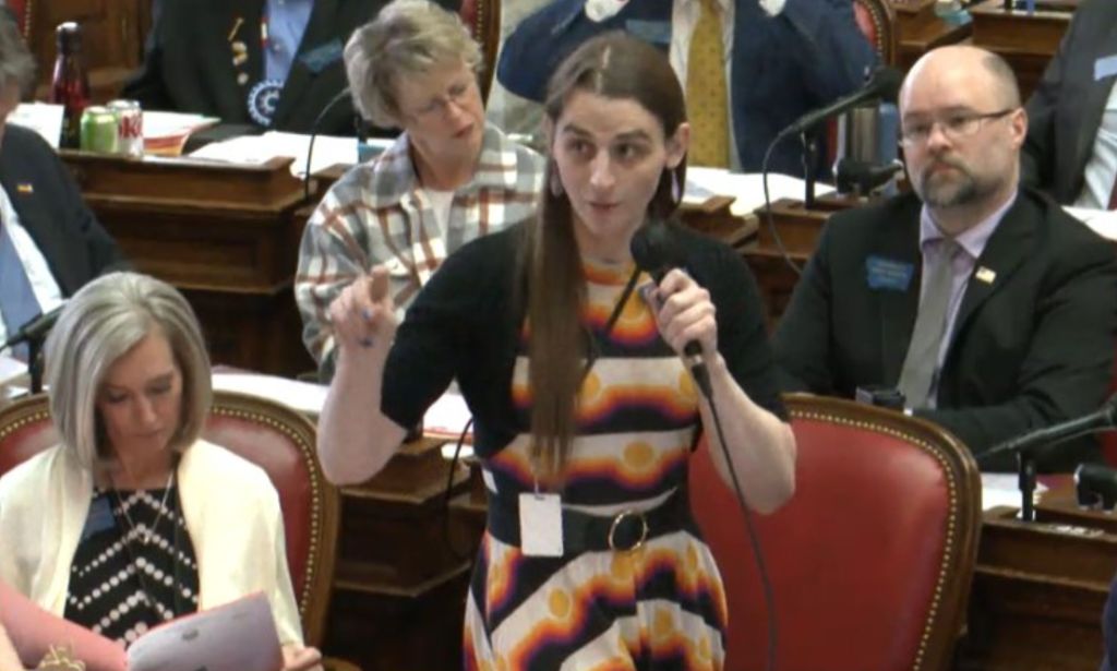 Zooey Zephyr in the Montana House during a speech.