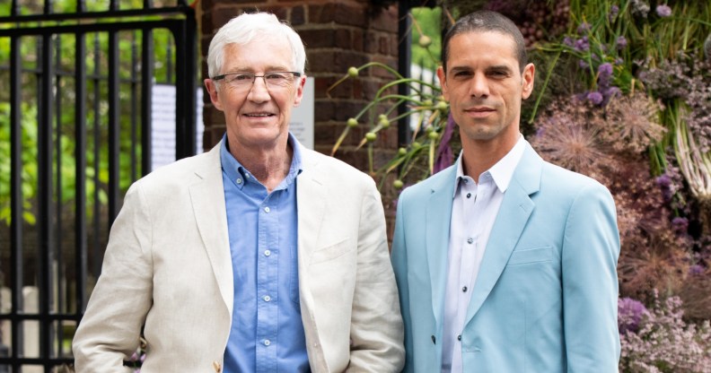 Paul O'Grady with husband Andre Portasio who has revealed funeral details.