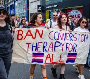 Protest calls for a comprehensive ban on conversion therapy practices across the UK