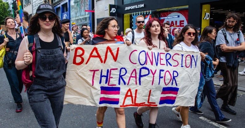 Protest calls for a comprehensive ban on conversion therapy practices across the UK