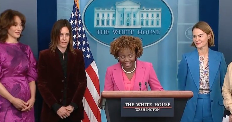 The L Word cast and crew at the White House. (C-Span)