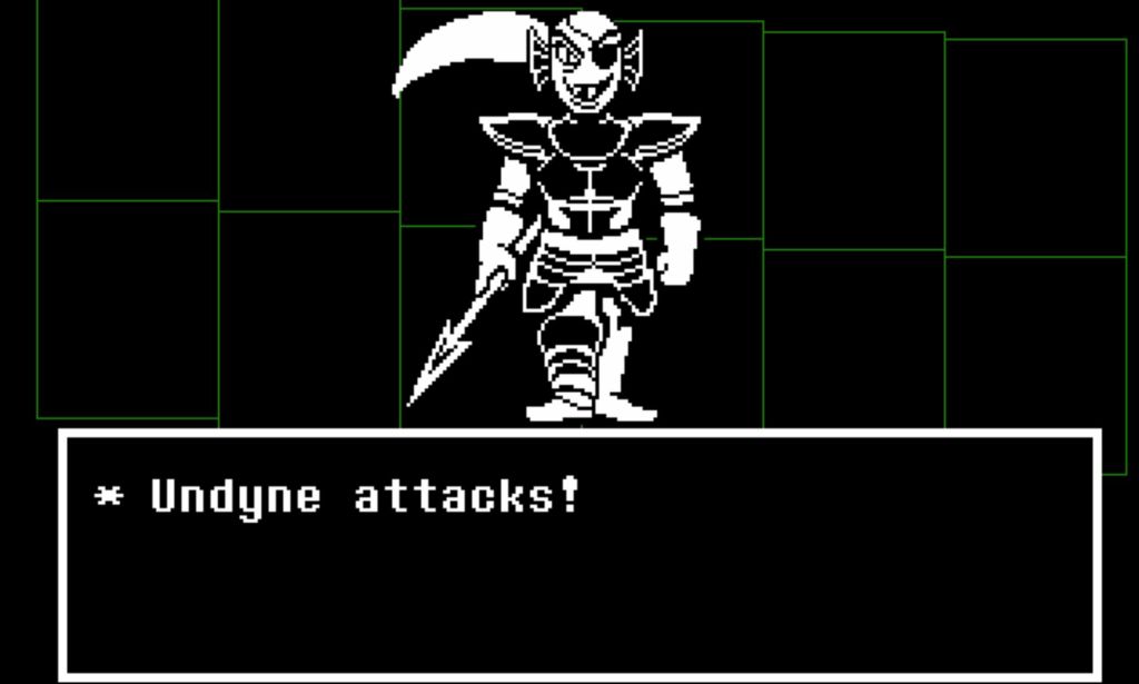 A pixel-art drawing of Undyne.