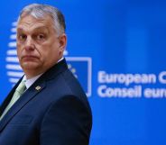 Viktor Orbán at an EU council meeting.