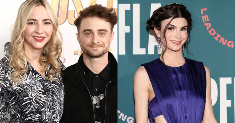 Erin Darke and Daniel Radcliffe (L) Dylan Mulvaney (R)