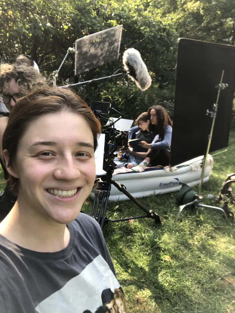 Acacia DeQueer on the set of As You Are. 