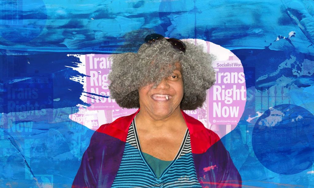 Legendary trans activist Miss Major Griffin Gracy stood in front of signs demanding 'trans rights now'