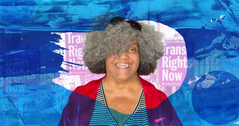 Legendary trans activist Miss Major Griffin Gracy stood in front of signs demanding 'trans rights now'