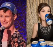 The Book of Mormon on Broadway star PJ Adzima singing "Bud Light" (left) and Dylan Mulvaney in her Bud Light ad on Instagram