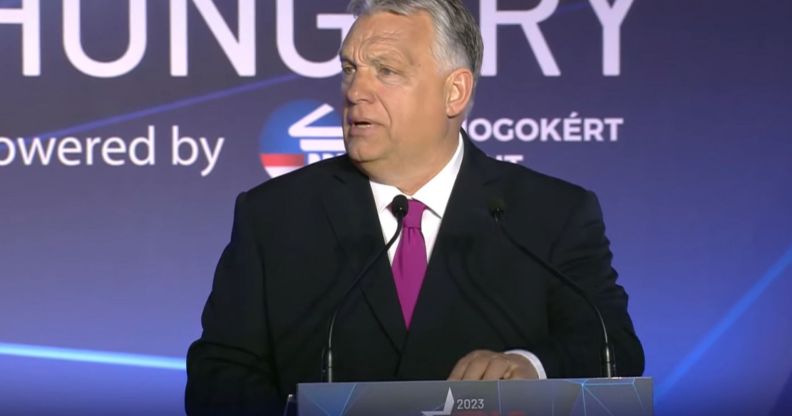 Prime minister Viktor Orbán during CPAC Hungary 2023.