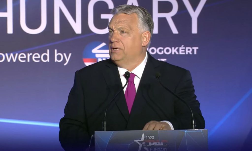 Prime minister Viktor Orbán during CPAC Hungary 2023.