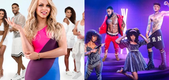 Courtney Act host of The Bi Life (L) and Hot Haus contestants (R)