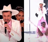 Eurovision's Belgium entrant Gustaph welcomes vogue performer during semi-final performance.