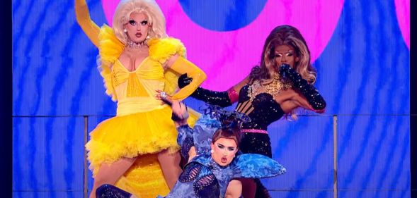 Three drag queens perform at the Eurovision semi-final.