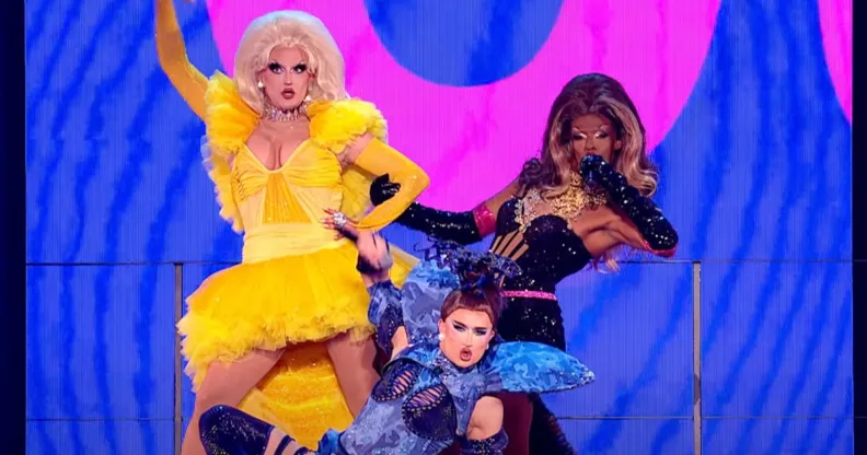 Three drag queens perform at the Eurovision semi-final.