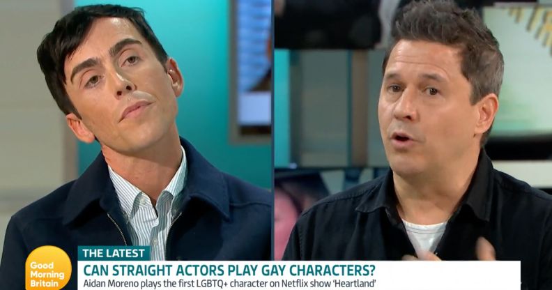 Still from good morning britain debate on straight actors playing gay roles.