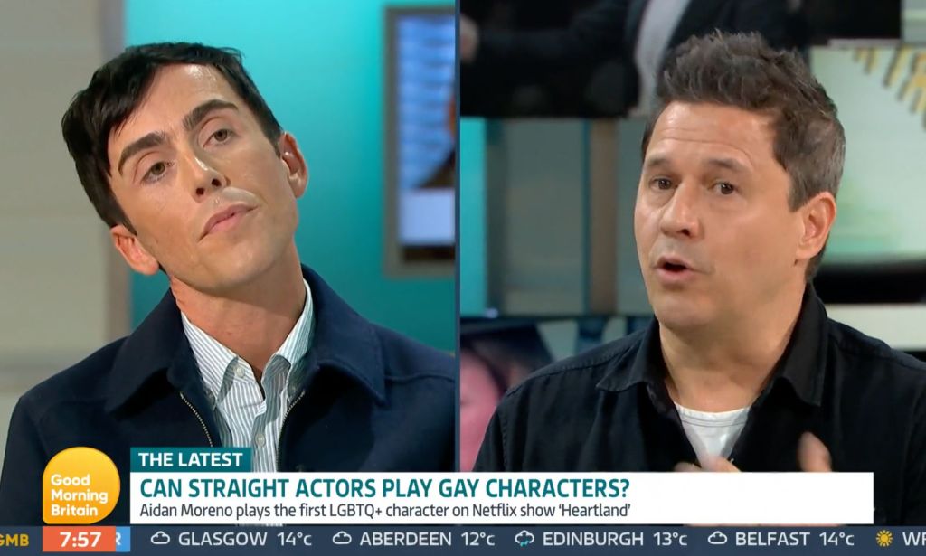 Still from good morning britain debate on straight actors playing gay roles.
