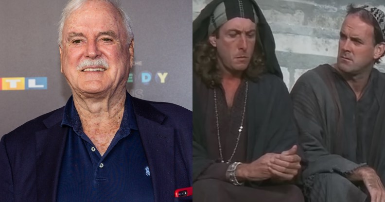 John Cleese (L) and Loretta scene from Life of Brian (R).