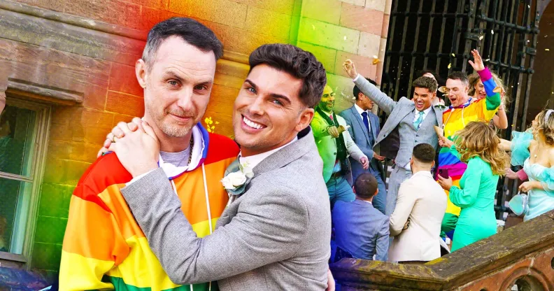 Hollyoaks star Kieron Richardson, who plays Ste, with his on-screen husband-to-be James