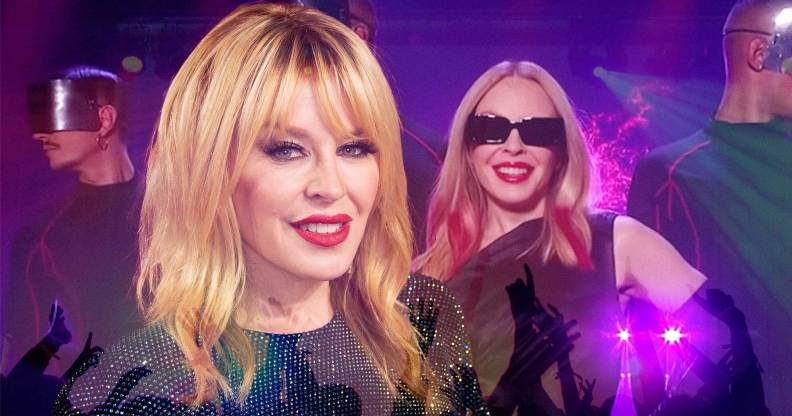 An image featuring Kylie Minogue smiling at the camera and Kylie Minogue performing her new single Padam Padam.