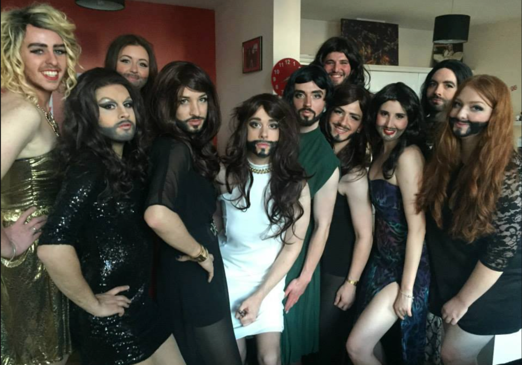 Martyn Hett and friends at his 2015 Conchita Wurst party.
