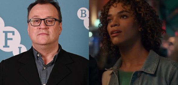 Russell T Davies (L) and Yasmin Finney in Doctor Who (R).