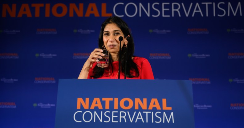 Suella Braverman speaks at the National Conservatism conference in London