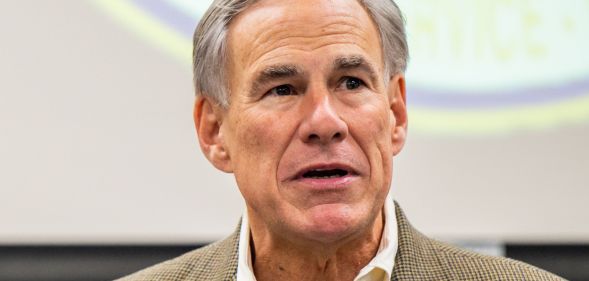 Texas governor Greg Abbott speaking during a meeting.