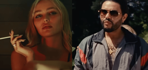 Lily Rose Depp and The Weeknd in stills from The Idol trailer.