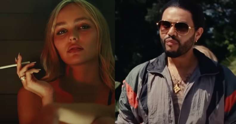 Lily Rose Depp and The Weeknd in stills from The Idol trailer.