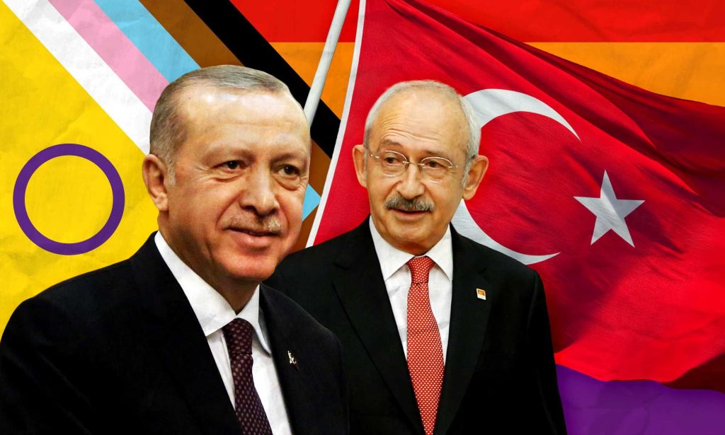 Turkish president Recep Tayyip Erdoğan (left) and opposition leader Kemal Kılıçdaroğlu