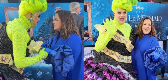 Two Ursula's Nina West and Melissa McCarthy meet at The Little Mermaid premiere.