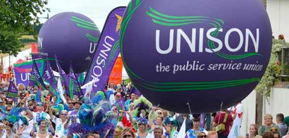 UNISON members marching through the streets