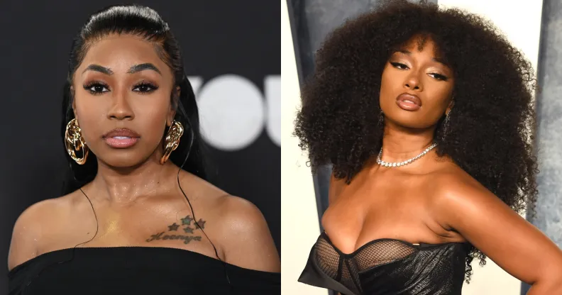 Yung Miami comes out as bisexual (L) and Megan Thee Stallion (R).