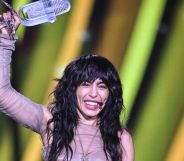 Loreen holds the Eurovision trophy after being named winner for the second time.