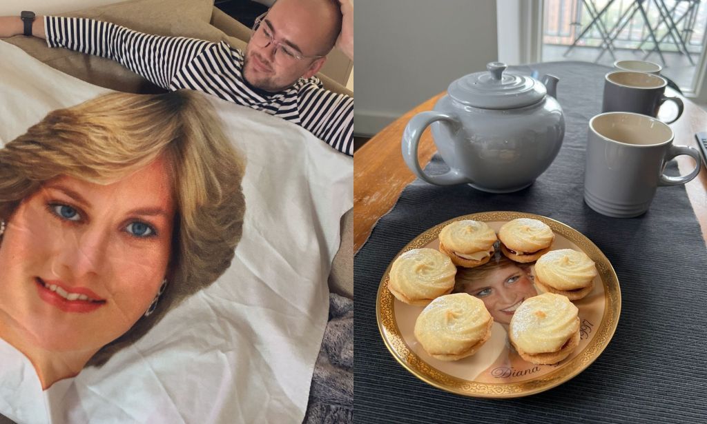 Harry pictured with his Princess Diana collection.