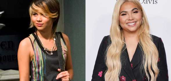 Hayley Kiyoko in Disney's Wizards fo Waverly Place (left) and on a red carpet