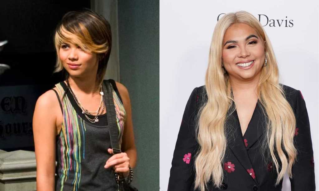 Hayley Kiyoko in Disney's Wizards fo Waverly Place (left) and on a red carpet
