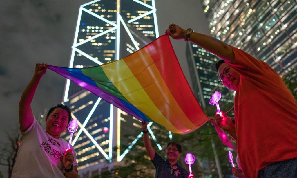 People marking the International Day Against Homophobia, Biphobia and Transphobia in Hong Kong in 2019