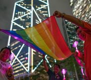 People marking the International Day Against Homophobia, Biphobia and Transphobia in Hong Kong in 2019