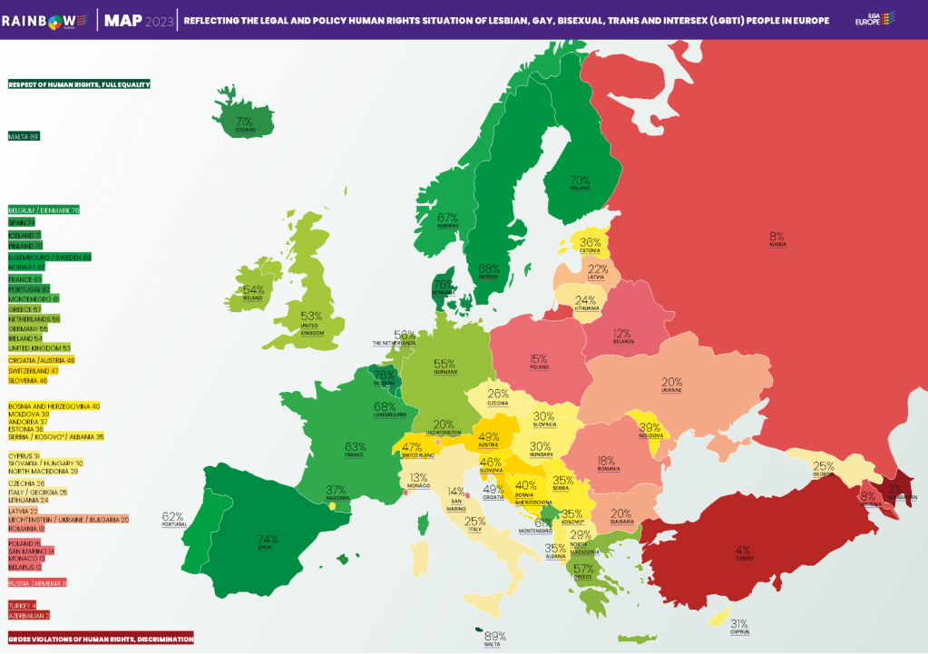 ILGA Europe’s 2023 Rainbow Map and Index