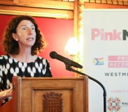 Shadow Secretary of State for Women and Equalities Anneliese Dodds speaks at the PinkNews Westminster Pride Reception