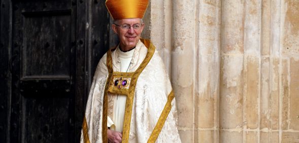 Archbishop of Canterbury wearing robes during the King's coronation.