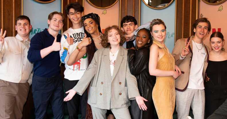 Heartstopper cast with Alice Oseman