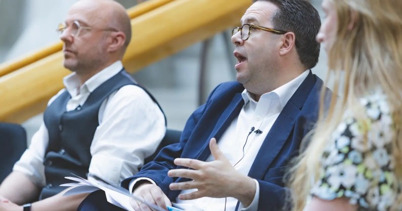 Craig Hoy speaking at the PinkNews Edinburgh reception.