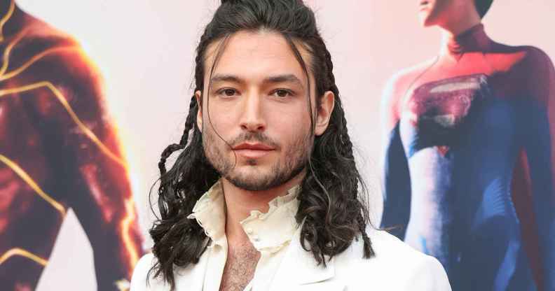 Ezra Miller attends Los Angeles premiere on The Flash. (Getty)