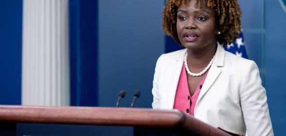 Karine Jean-Pierre at a white house briefing