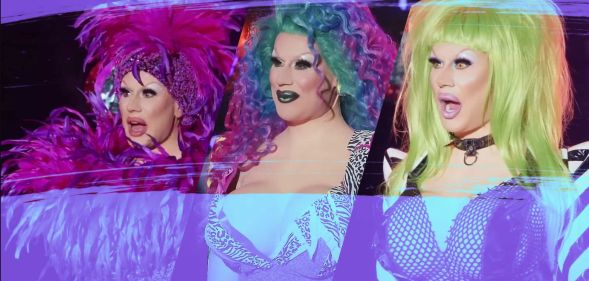 An image featuring All Stars 8 queen Jimbo in all of her All Stars 8 lip sync outfits.